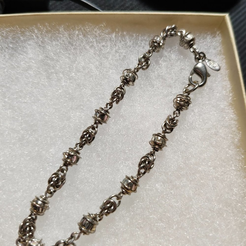 Premier Designs Bracelet silver toned signed PD Crown jewelry 7 in